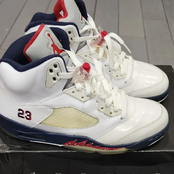 Air Jordan 5 Retro White Sneakers - Picture 2 of 6